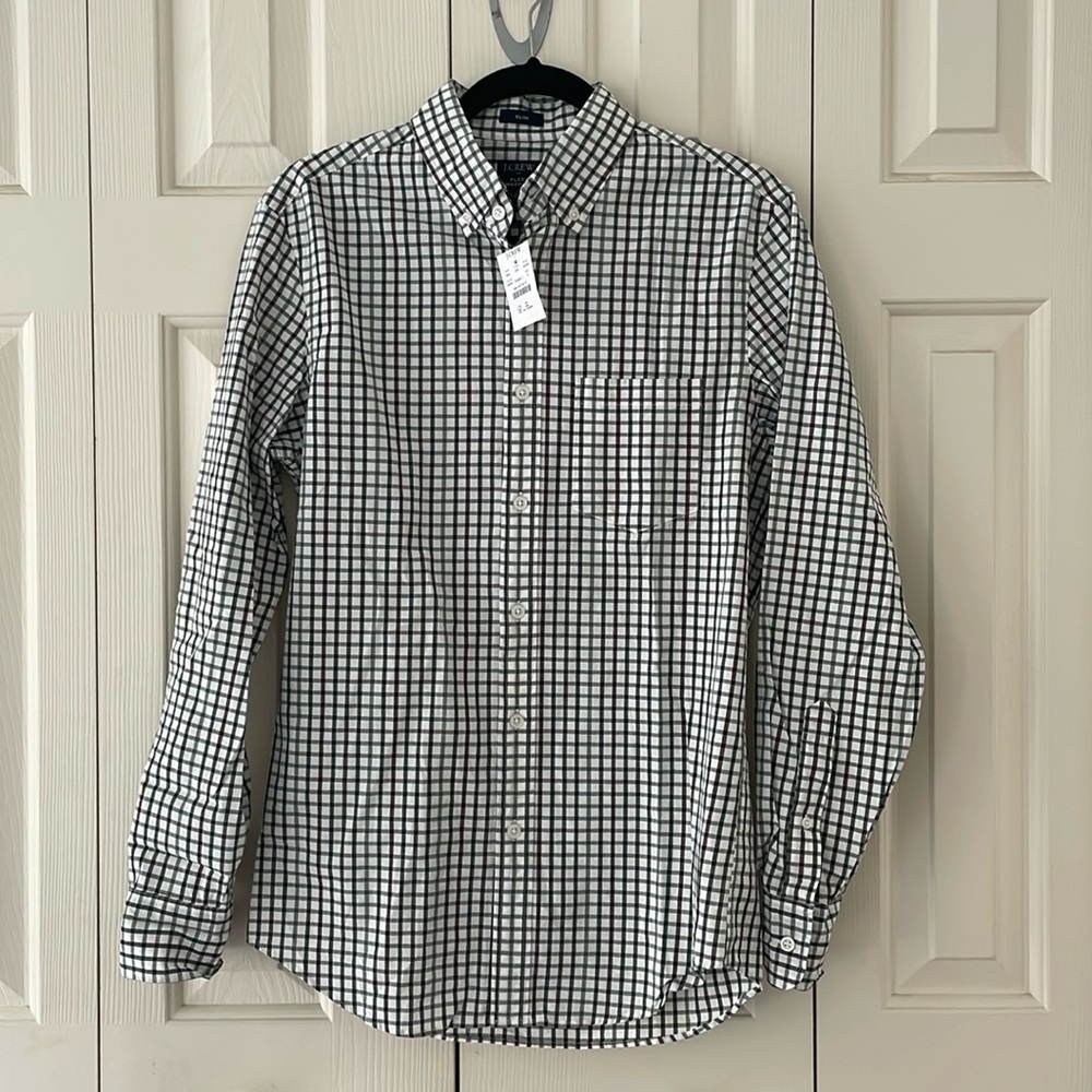 Crew checkered men’s button up